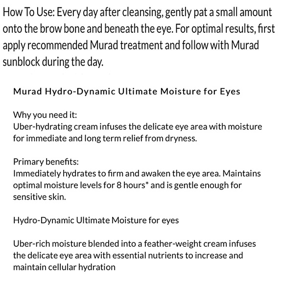 Murad Hydro-Dynamic Ultimate Moisture for eyes 👁💦 - Picture 6 of 7